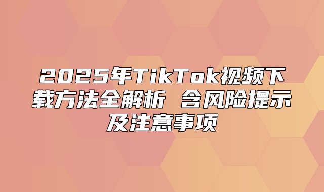 2025年TikTok视频下载方法全解析 含风险提示及注意事项