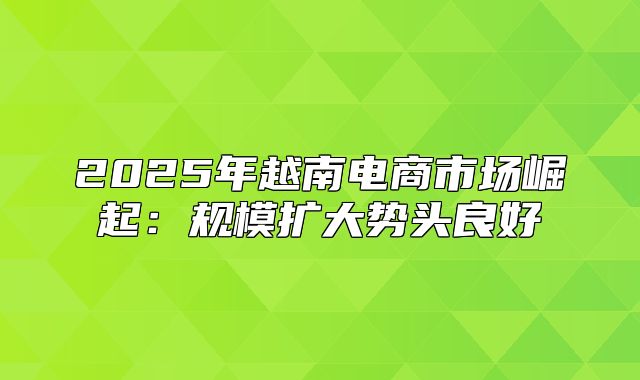 2025年越南电商市场崛起：规模扩大势头良好