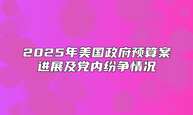 2025年美国政府预算案进展及党内纷争情况