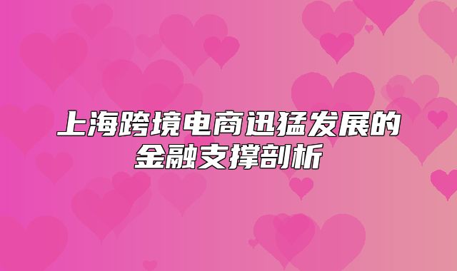 上海跨境电商迅猛发展的金融支撑剖析