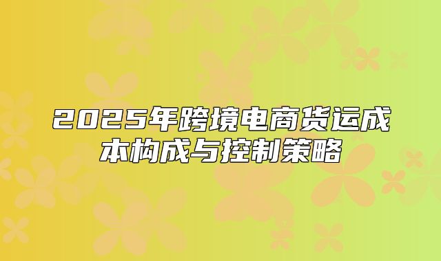 2025年跨境电商货运成本构成与控制策略