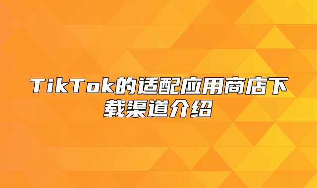 TikTok的适配应用商店下载渠道介绍