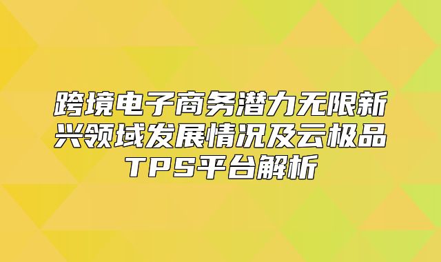 跨境电子商务潜力无限新兴领域发展情况及云极品TPS平台解析