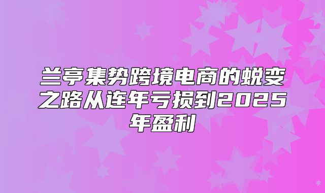 兰亭集势跨境电商的蜕变之路从连年亏损到2025年盈利