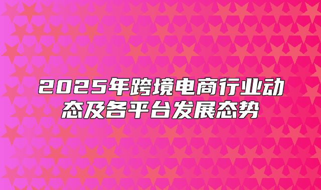 2025年跨境电商行业动态及各平台发展态势