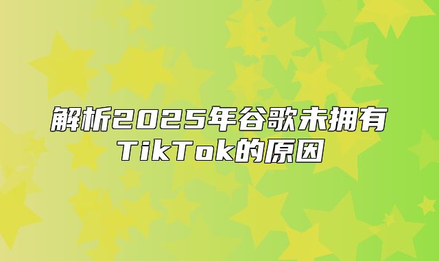 解析2025年谷歌未拥有TikTok的原因