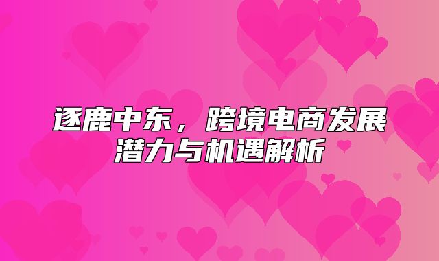 逐鹿中东，跨境电商发展潜力与机遇解析