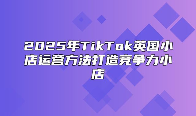 2025年TikTok英国小店运营方法打造竞争力小店