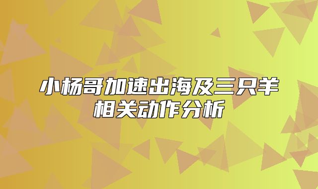 小杨哥加速出海及三只羊相关动作分析