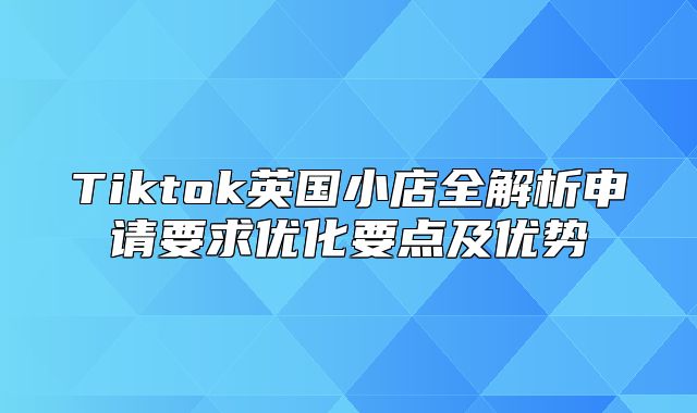 Tiktok英国小店全解析申请要求优化要点及优势