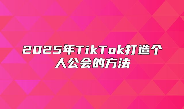 2025年TikTok打造个人公会的方法