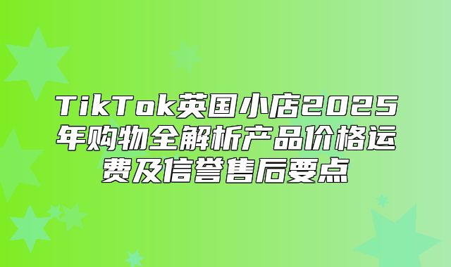 TikTok英国小店2025年购物全解析产品价格运费及信誉售后要点