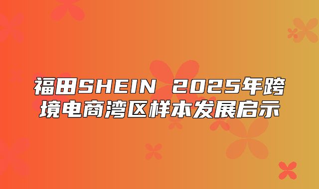 福田SHEIN 2025年跨境电商湾区样本发展启示
