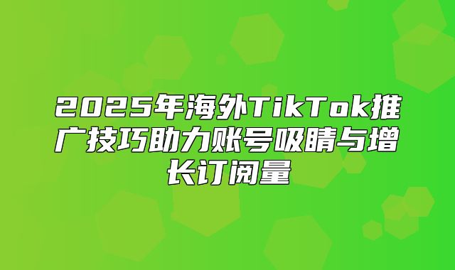 2025年海外TikTok推广技巧助力账号吸睛与增长订阅量