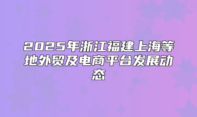 2025年浙江福建上海等地外贸及电商平台发展动态