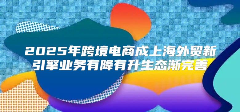 2025年跨境电商成上海外贸新引擎业务有降有升生态渐完善