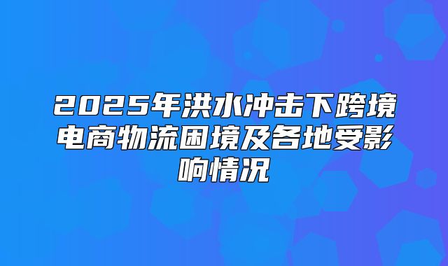 2025年洪水冲击下跨境电商物流困境及各地受影响情况