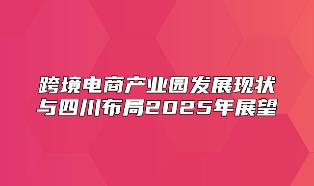 跨境电商产业园发展现状与四川布局2025年展望