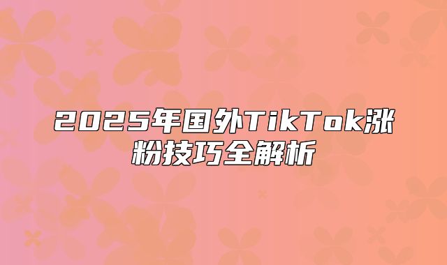 2025年国外TikTok涨粉技巧全解析