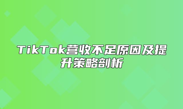 TikTok营收不足原因及提升策略剖析