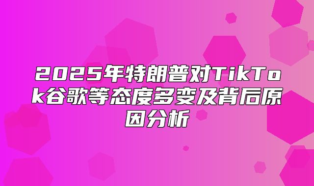 2025年特朗普对TikTok谷歌等态度多变及背后原因分析