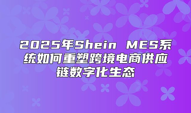 2025年Shein MES系统如何重塑跨境电商供应链数字化生态