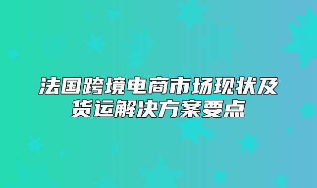 法国跨境电商市场现状及货运解决方案要点