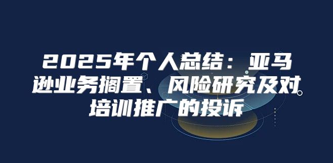 2025年个人总结：亚马逊业务搁置、风险研究及对培训推广的投诉