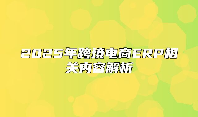 2025年跨境电商ERP相关内容解析