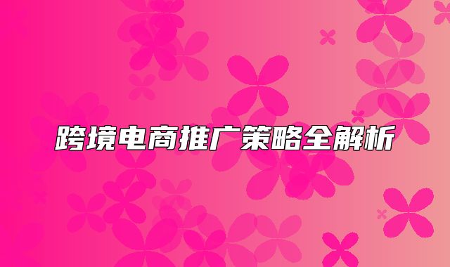 跨境电商推广策略全解析