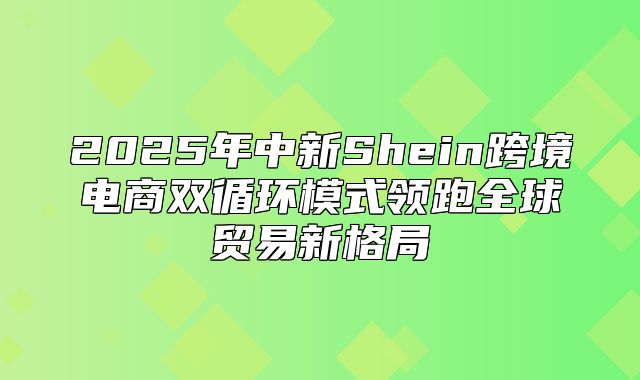 2025年中新Shein跨境电商双循环模式领跑全球贸易新格局