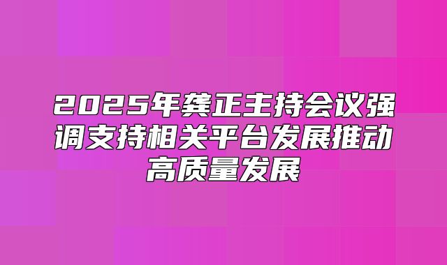 2025年龚正主持会议强调支持相关平台发展推动高质量发展