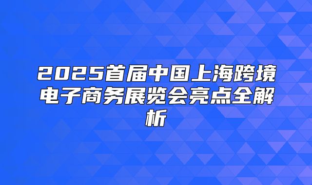 2025首届中国上海跨境电子商务展览会亮点全解析
