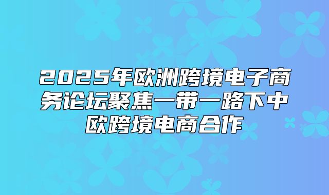 2025年欧洲跨境电子商务论坛聚焦一带一路下中欧跨境电商合作