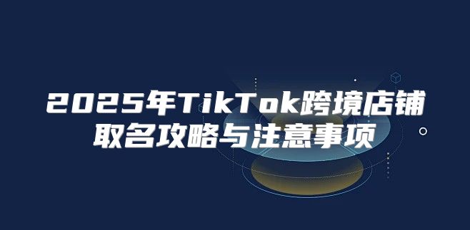 2025年TikTok跨境店铺取名攻略与注意事项