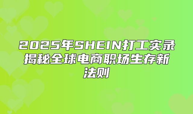 2025年SHEIN打工实录揭秘全球电商职场生存新法则