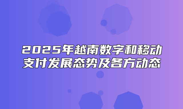 2025年越南数字和移动支付发展态势及各方动态