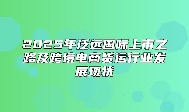 2025年泛远国际上市之路及跨境电商货运行业发展现状