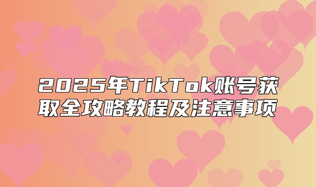 2025年TikTok账号获取全攻略教程及注意事项