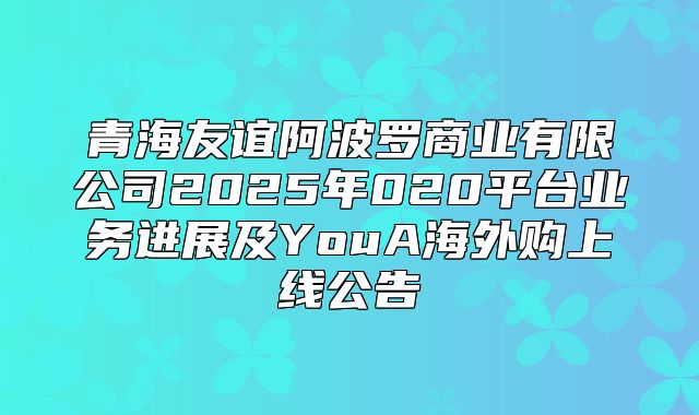 青海友谊阿波罗商业有限公司2025年020平台业务进展及YouA海外购上线公告