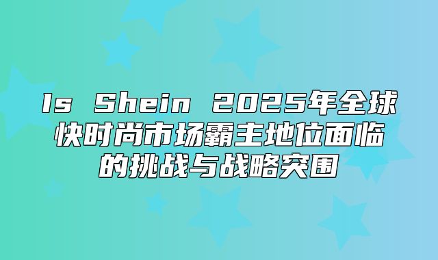 Is Shein 2025年全球快时尚市场霸主地位面临的挑战与战略突围