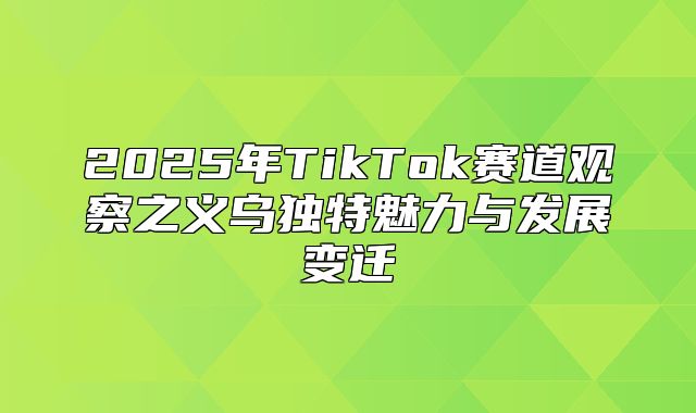 2025年TikTok赛道观察之义乌独特魅力与发展变迁