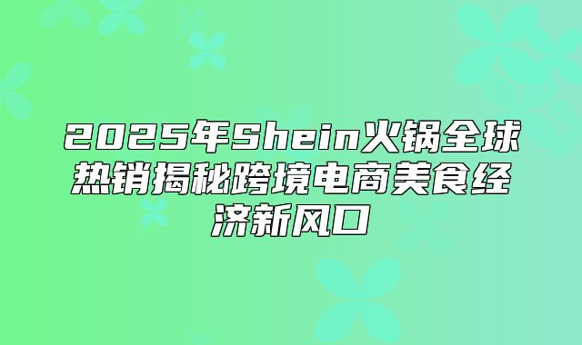 2025年Shein火锅全球热销揭秘跨境电商美食经济新风口