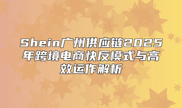 Shein广州供应链2025年跨境电商快反模式与高效运作解析