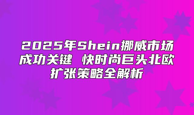 2025年Shein挪威市场成功关键 快时尚巨头北欧扩张策略全解析