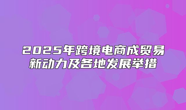 2025年跨境电商成贸易新动力及各地发展举措