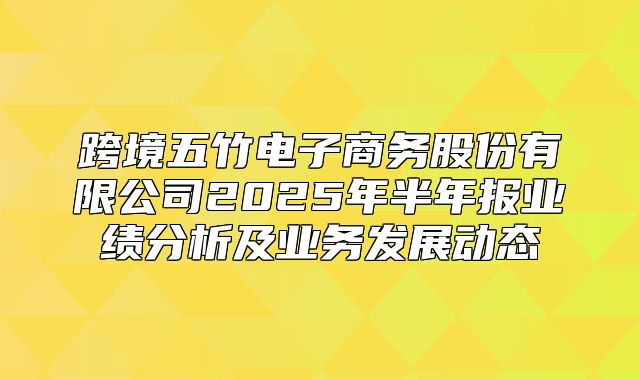跨境五竹电子商务股份有限公司2025年半年报业绩分析及业务发展动态