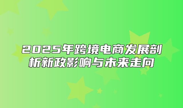 2025年跨境电商发展剖析新政影响与未来走向