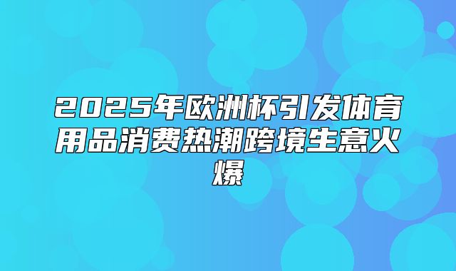 2025年欧洲杯引发体育用品消费热潮跨境生意火爆