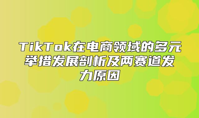 TikTok在电商领域的多元举措发展剖析及两赛道发力原因